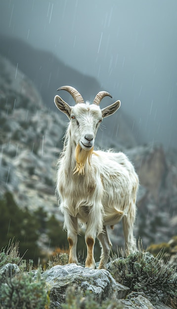 Photorealistic goat in nature